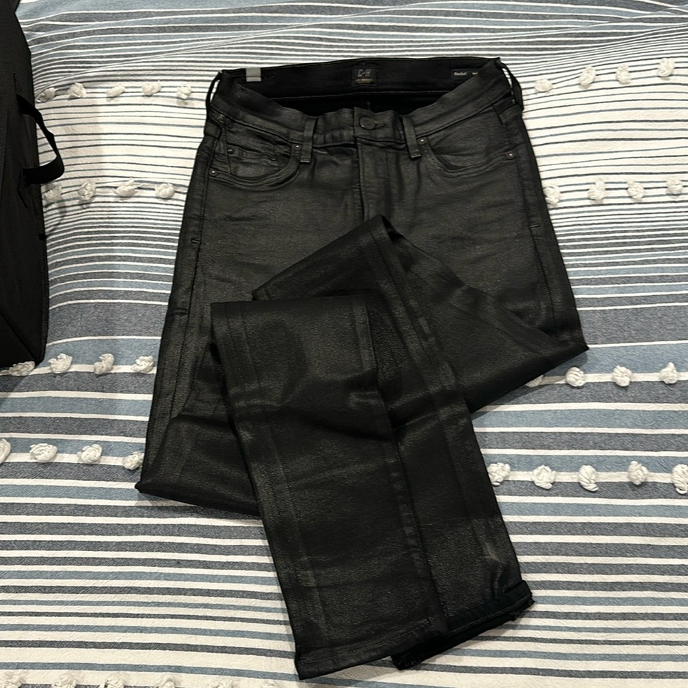 Black coated waxy Citizen of Humanity skinny Jean